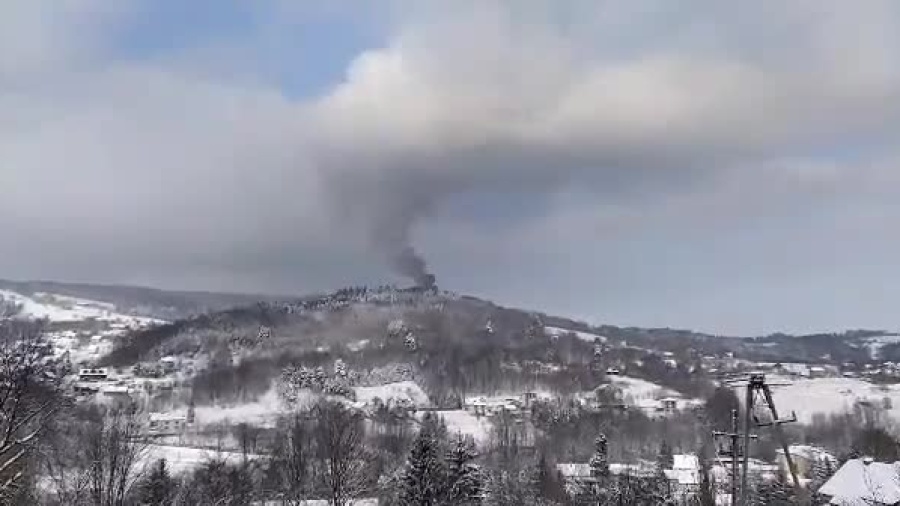 Szymbark. Pożar drewnianego domu mieszkalnego (3)